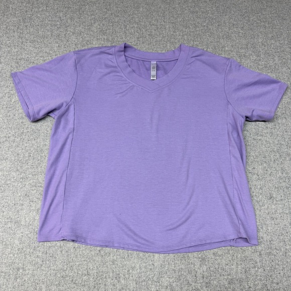 Flora Nikrooz Tops - Flora Nikrooz V-Neck Top XL Purple Short Sleeve Ribbed Side Panel Loungewear Tee